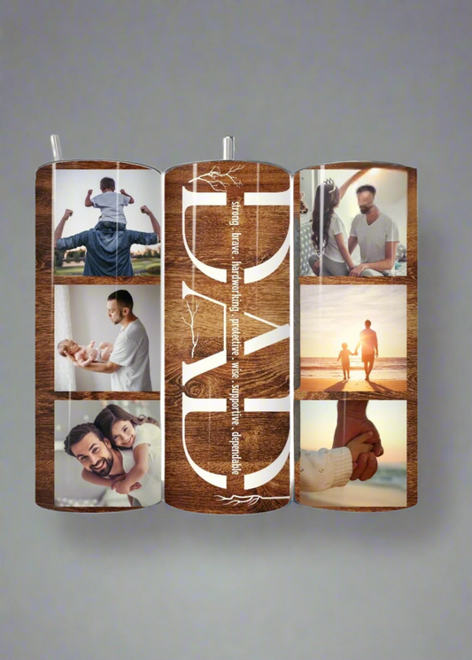 Custom 20oz Father’s Day Tumbler – “DAD” Photo Collage Design