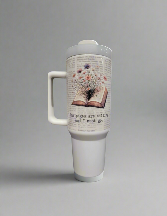 40oz Bookish Tumbler - "The Pages Are Calling"